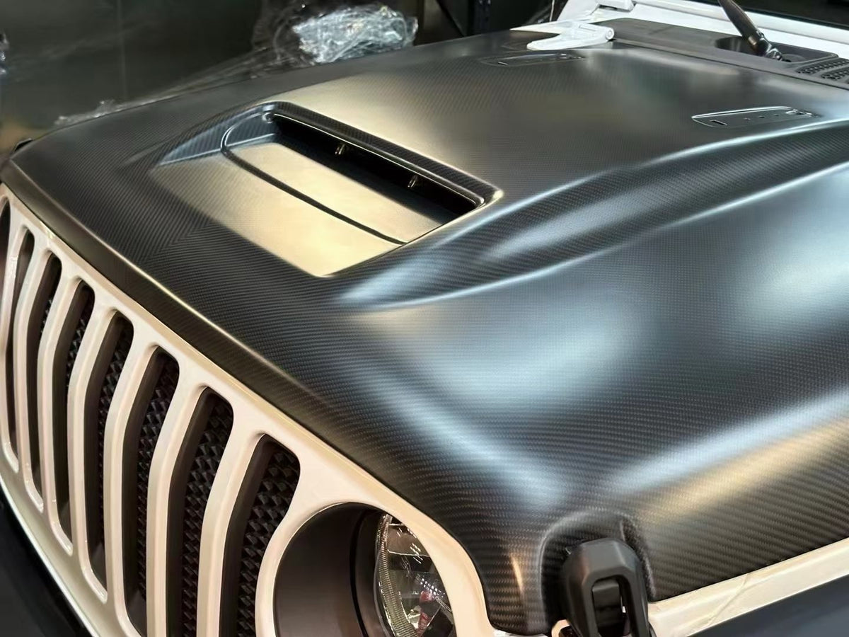 Dry Carbon Fiber Hood with Functional Air Vents for Jeep Wrangler JL2.0T/JT3.6L/392