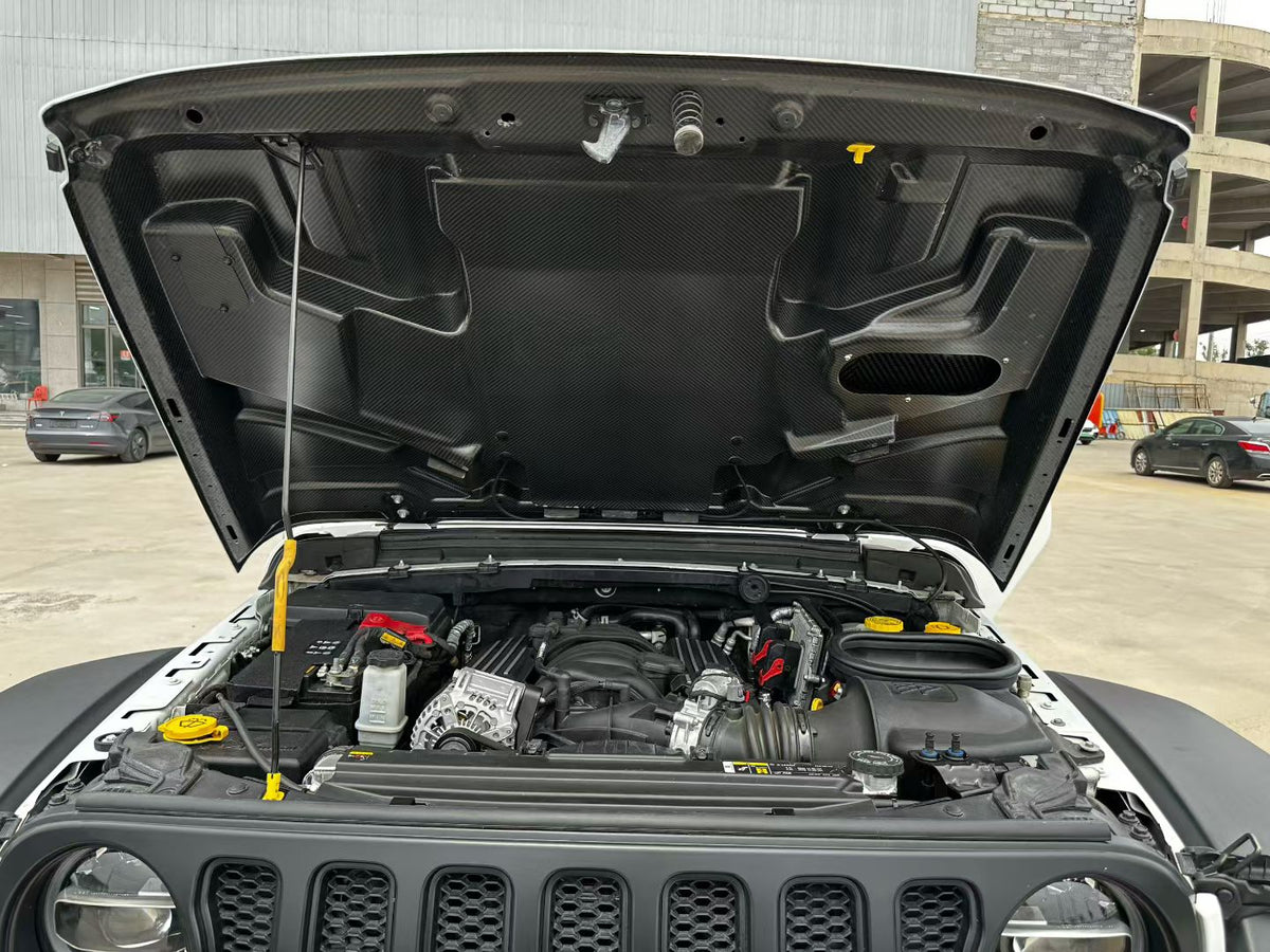 Dry Carbon Fiber Hood with Functional Air Vents for Jeep Wrangler JL2.0T/JT3.6L/392