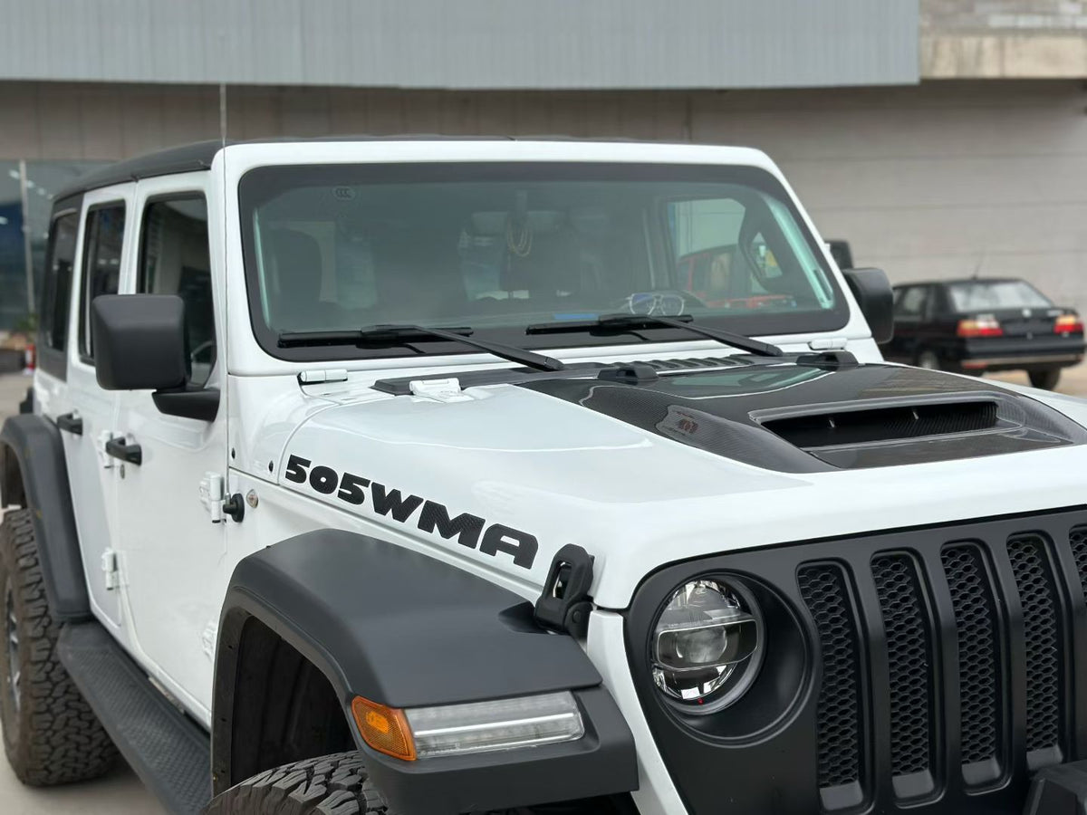 Dry Carbon Fiber Hood with Functional Air Vents for Jeep Wrangler JL2.0T/JT3.6L/392