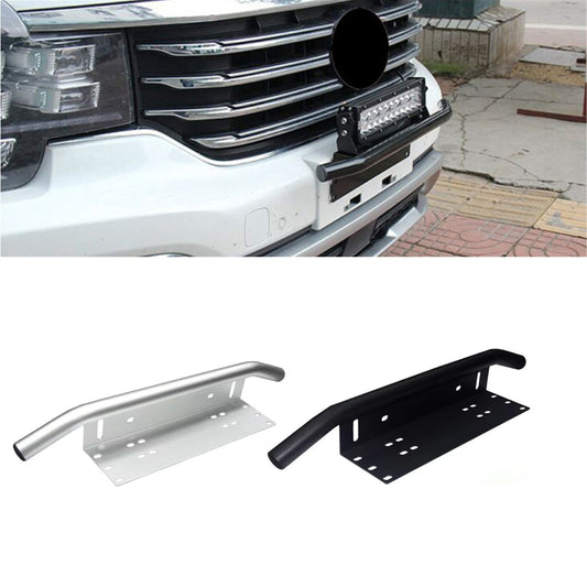 Front License Plate Frame Bracket – 2mm Aluminum, LED Light Support, Fits Most Cars